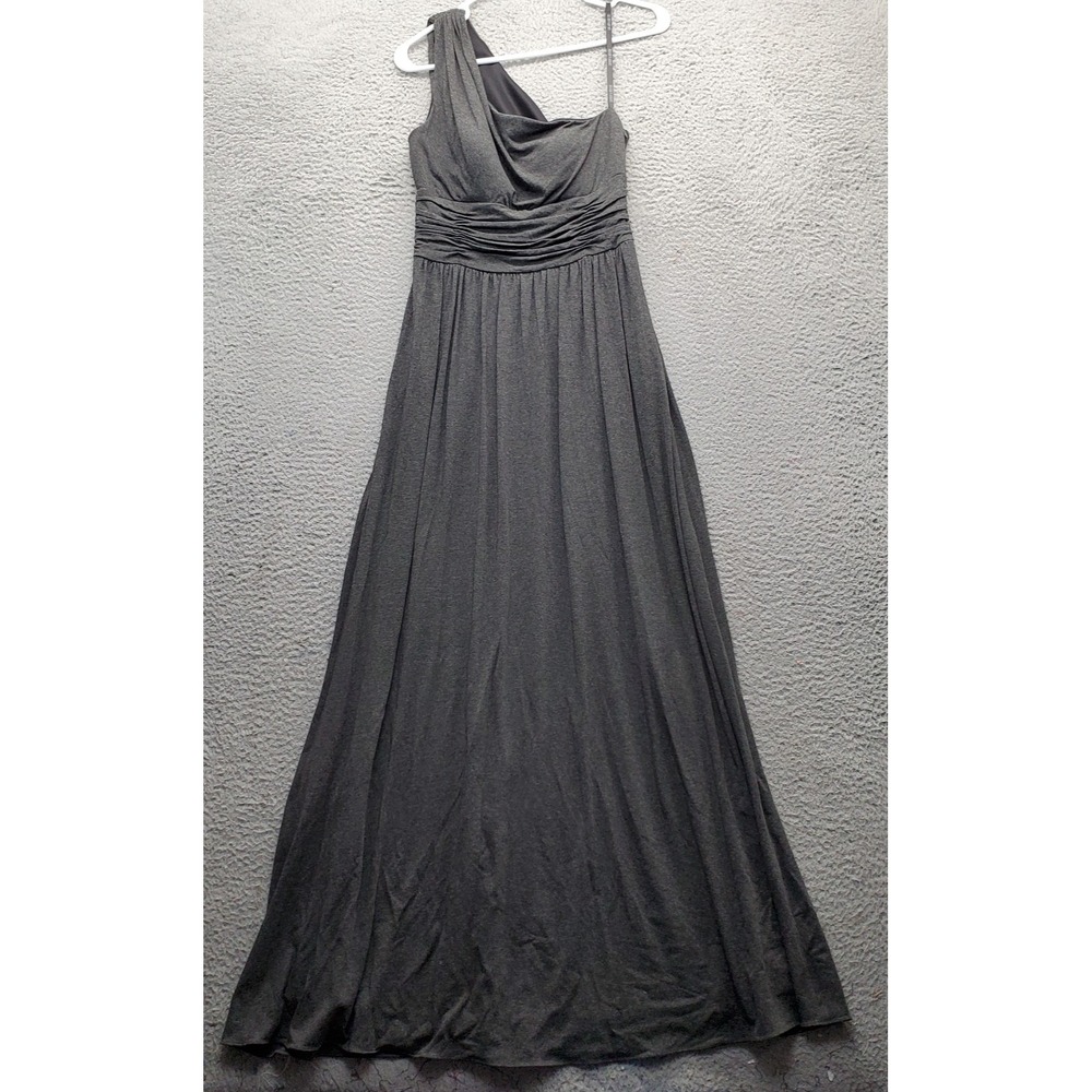 Laundry by Shelli Segal One Shoulder Dress Womens 4 Gray Empire Waist Side Zip